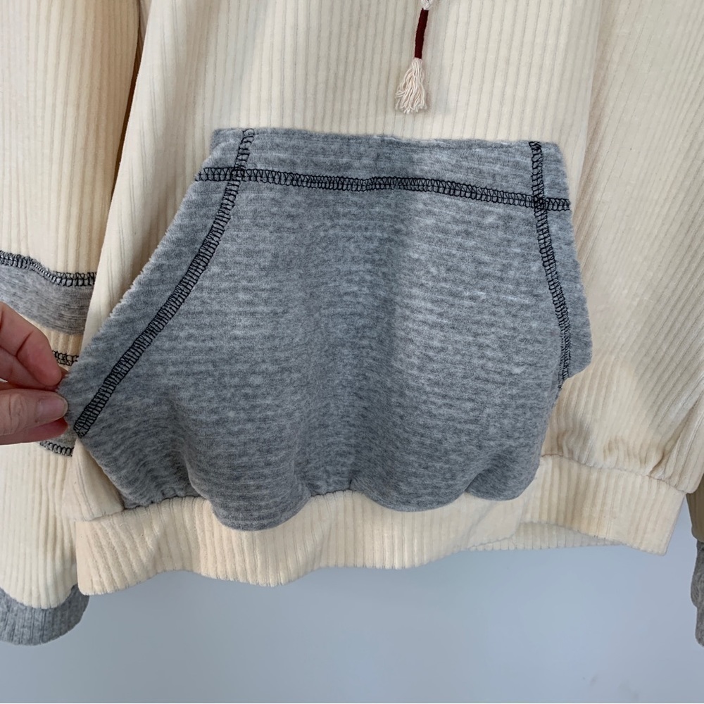 POL Cream &‎ Gray Ribbed Hoodie Size L - Picture 9 of 9